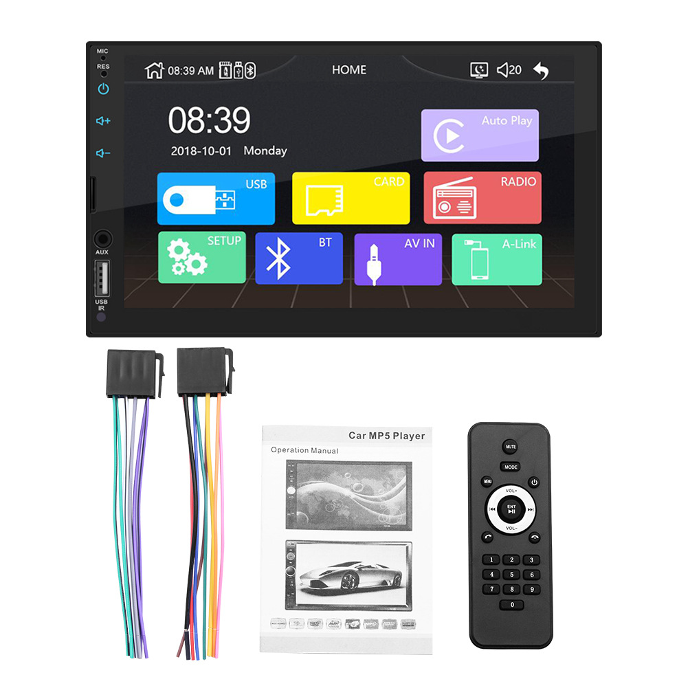 7 inch Car Radio MP5 Player 2 Din BT Android Auto Stereo Receiver Touch Screen USB ISO Audio System with Carplay