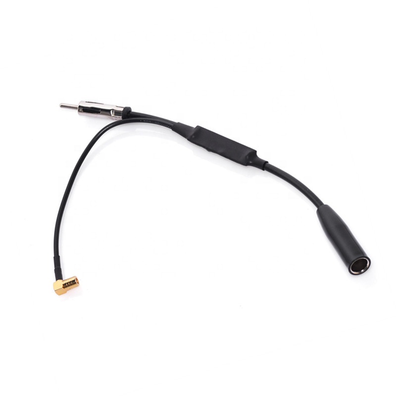 Car Radio Antenna Adapter Cable DIN Female To DIN Male + SMB Connector 12V+ Active AM FM DAB Aerial Splitter